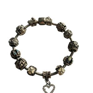 3 Elegant Silver Heart Charm Bracelets